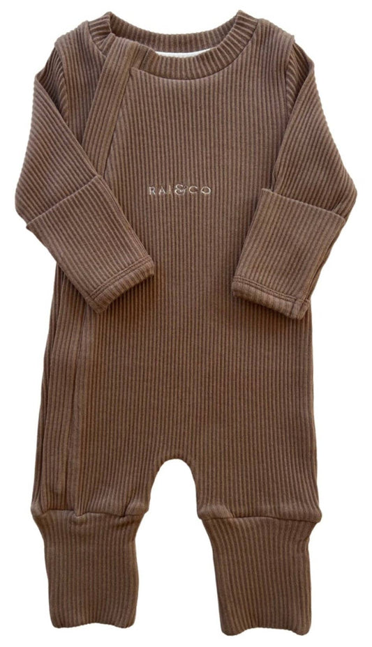 RIBBED ONESIE | CARAMEL