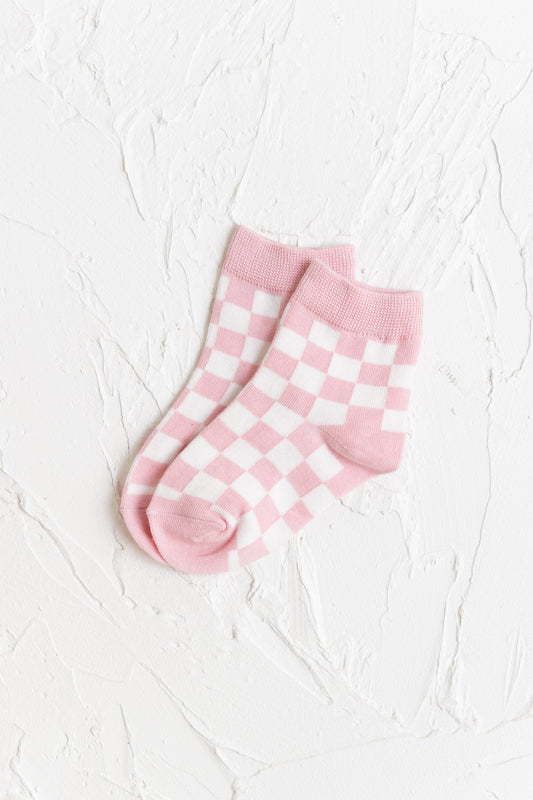 CHECKERED SOCKS | BABY PINK