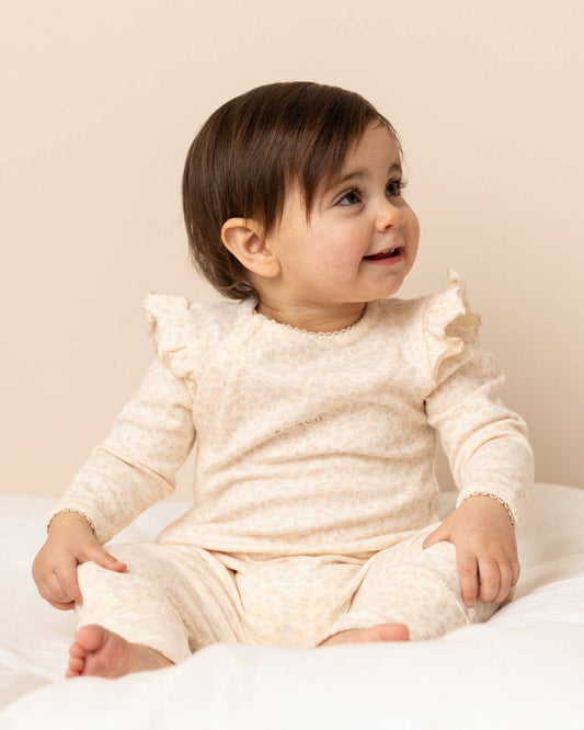 APPLE FRILL ONESIE | BEIGE