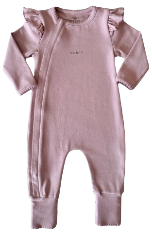 APPLE FRILL ONESIE | BEIGE